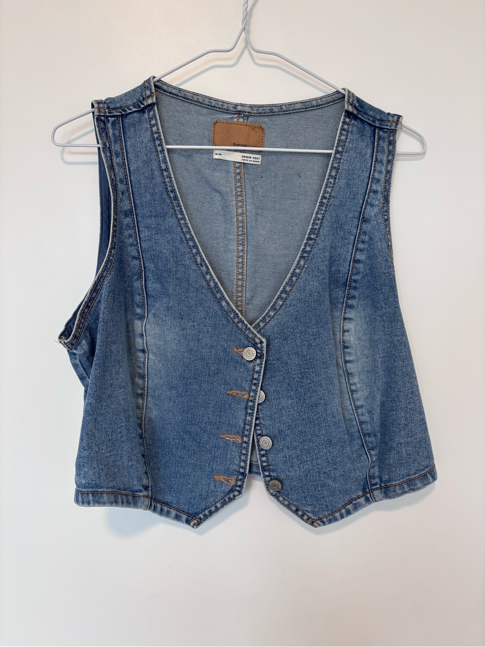 Sleeveless Denim Button-Front Vest